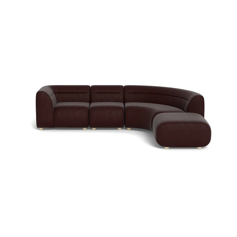 Heal's Lilli Right Hand Facing Curved Corner Sofa Smart Luxe Velvet Acorn Natural Beech Feet 1