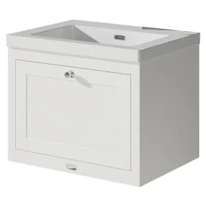 Bayswater Hartleigh Pointing White Traditional Wall Hung Vanity Unit & 1 Tap Hole Modern Recessed Basin - 600mm 2