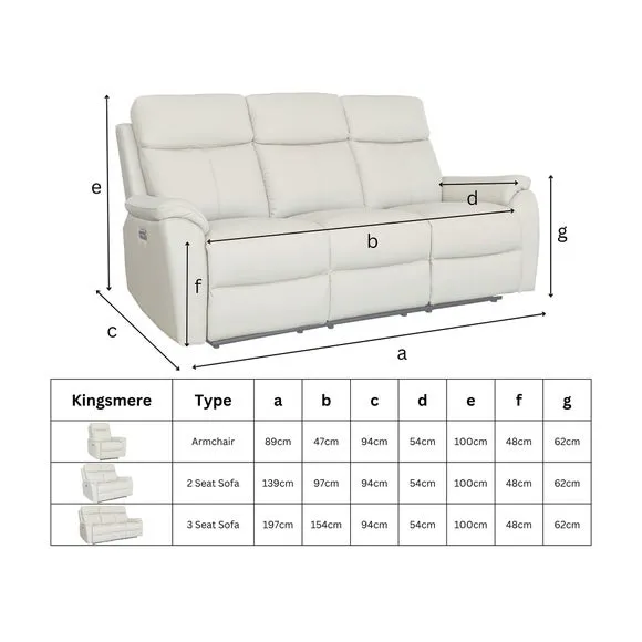 Aspire Kingsmere Leather Power Recliner 2 Seater Sofa 6
