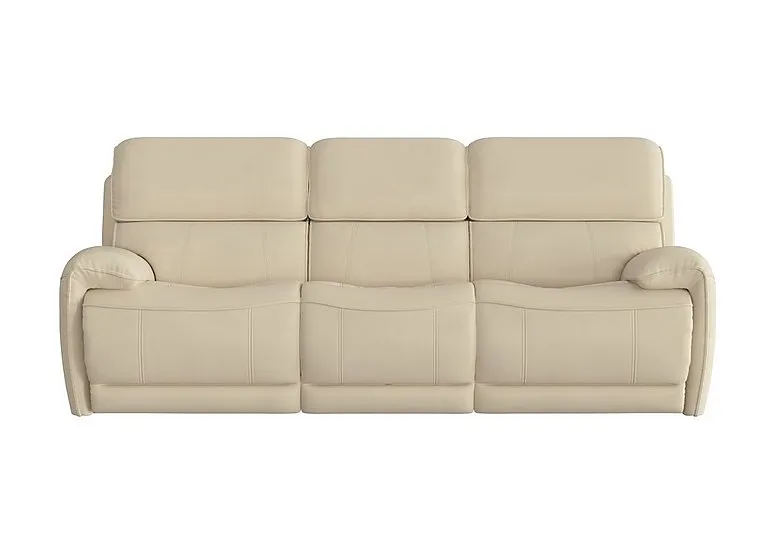 Link 3 Seater Leather Power Recliner Sofa with Power Headrests - BV Bisque