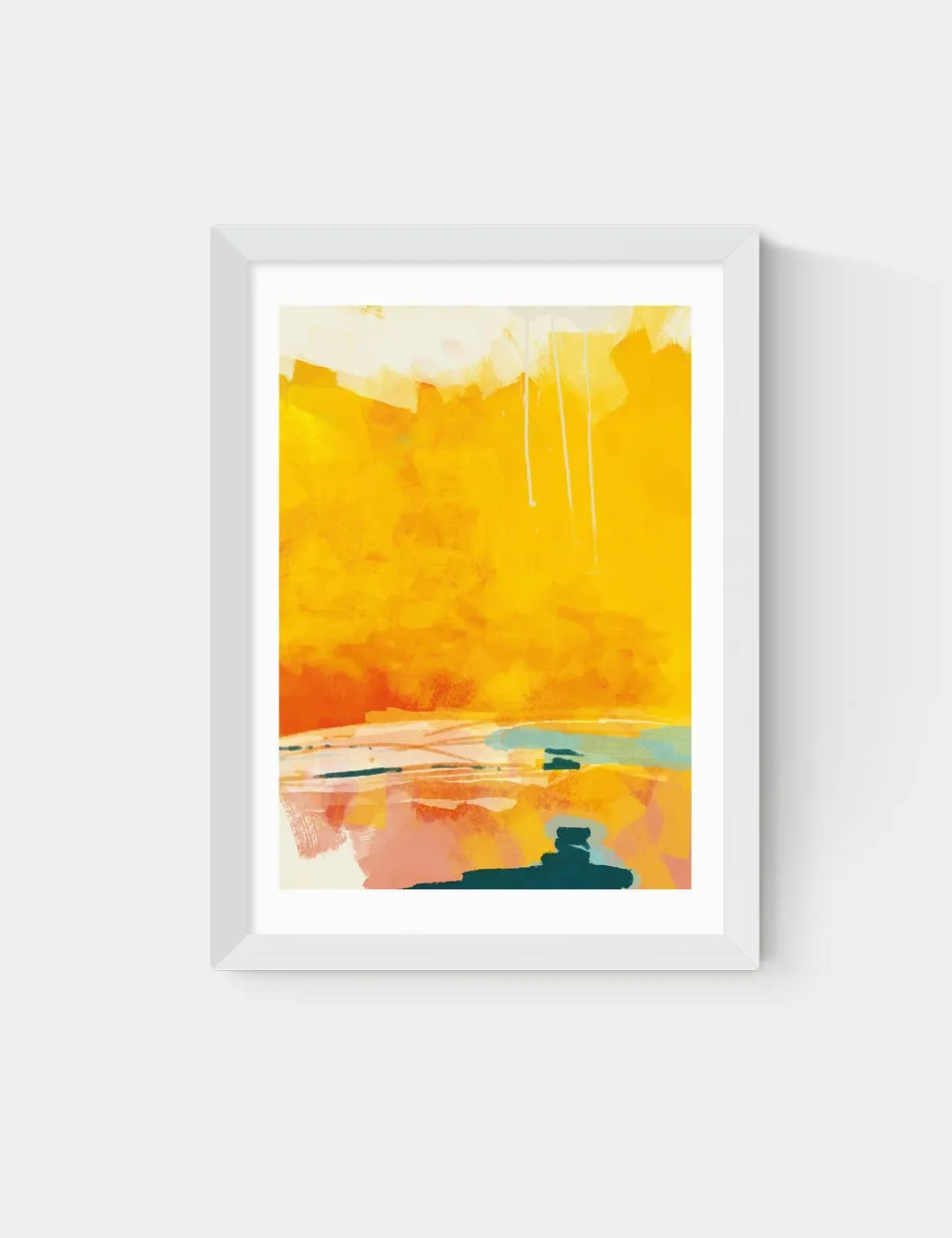 East End Prints Paysage Jaune Framed Art White
