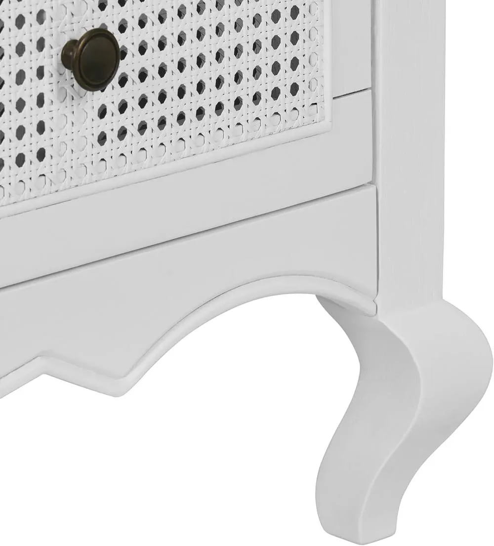 Statement Furniture Louis Chest of Drawers with Cane Rattan Drawers in White 6