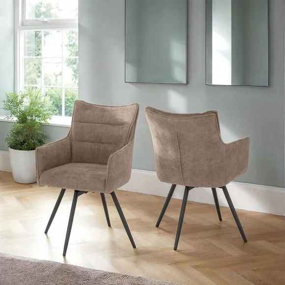 Lewis Set of 2 Carver Swivel Dining Chairs, Fabric