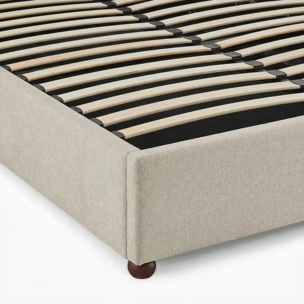 FurnitureboxUK Mabel Cream Fabric Ottoman King Size Bed Frame 6