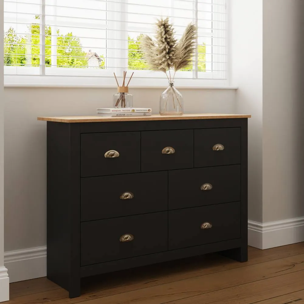GFW Lancaster 7 Drawer Chest in Black 2