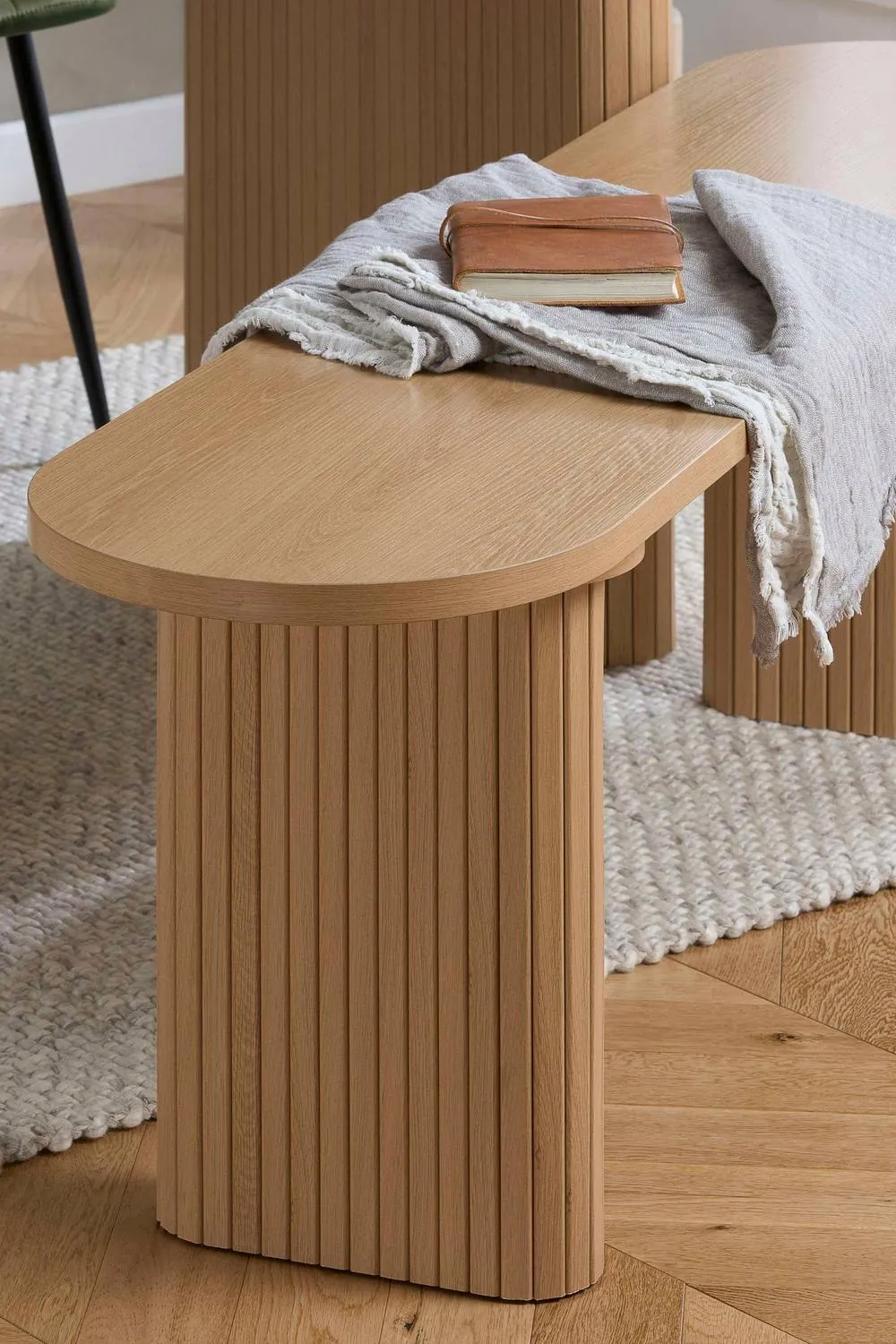 Birlea Axel Oval Fluted Dining Table With 2 Chairs & Bench in Brown 5