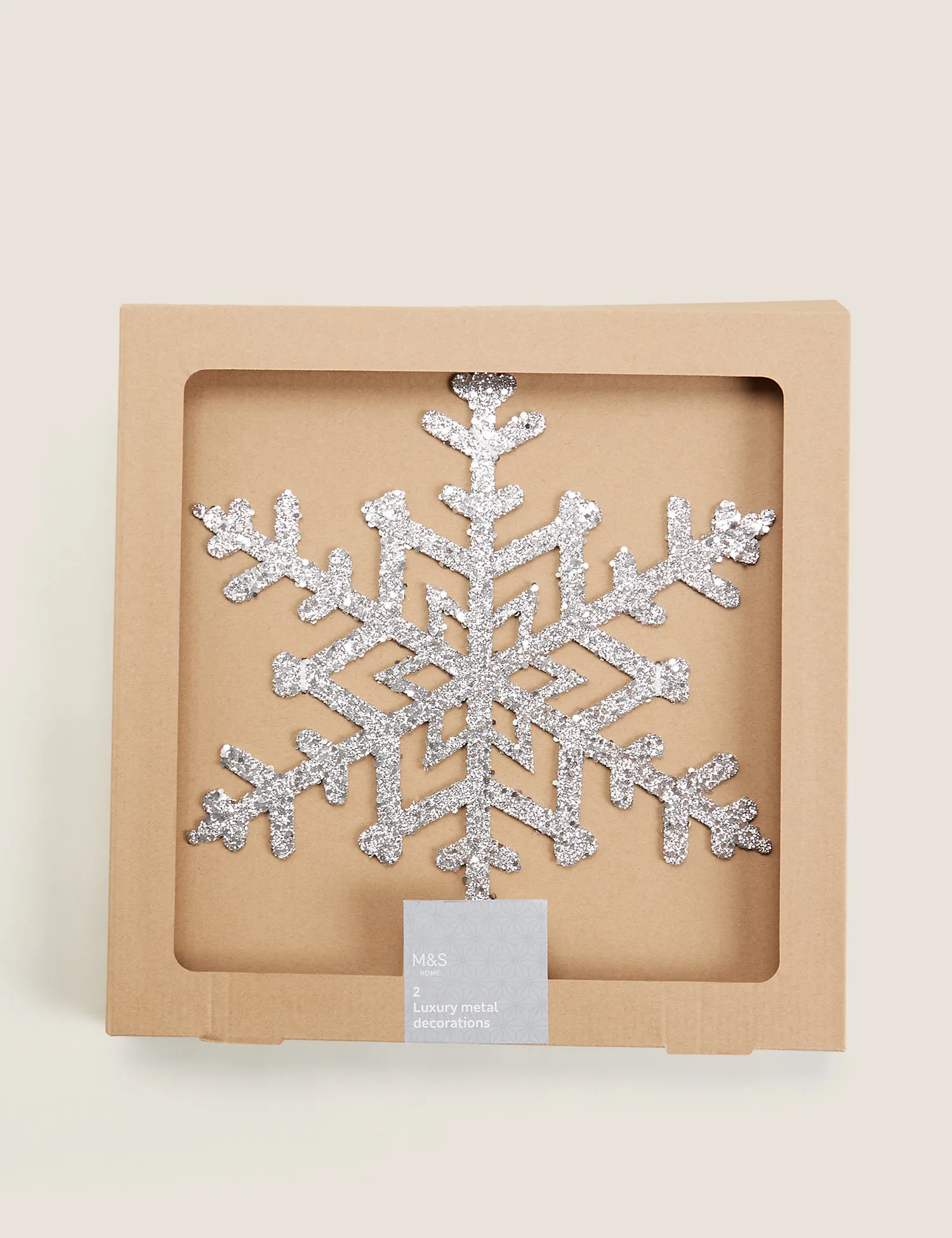 M&S 2 Pack Glitter Snowflake Tree Decorations