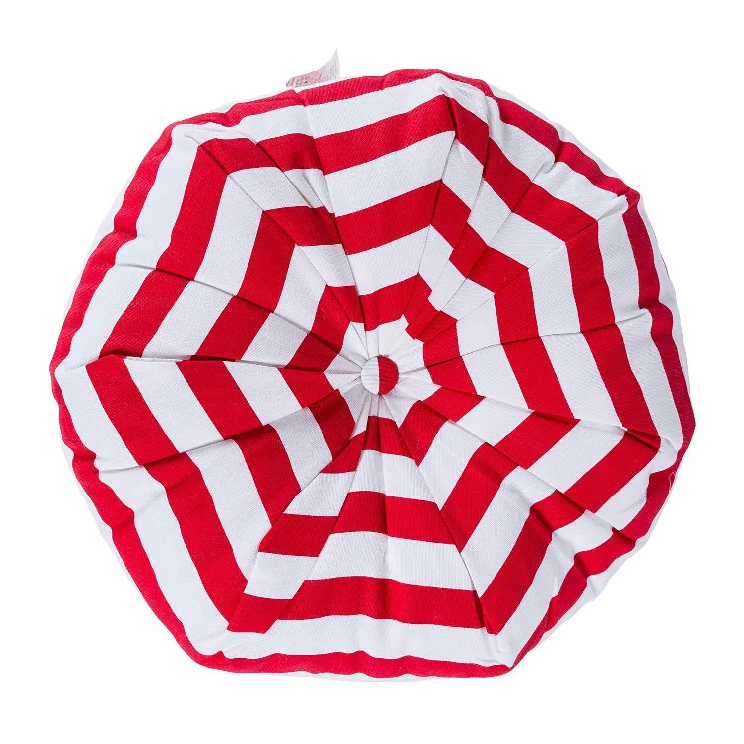 Homescapes Stripe Pleated Round Floor Cushion in Red 1