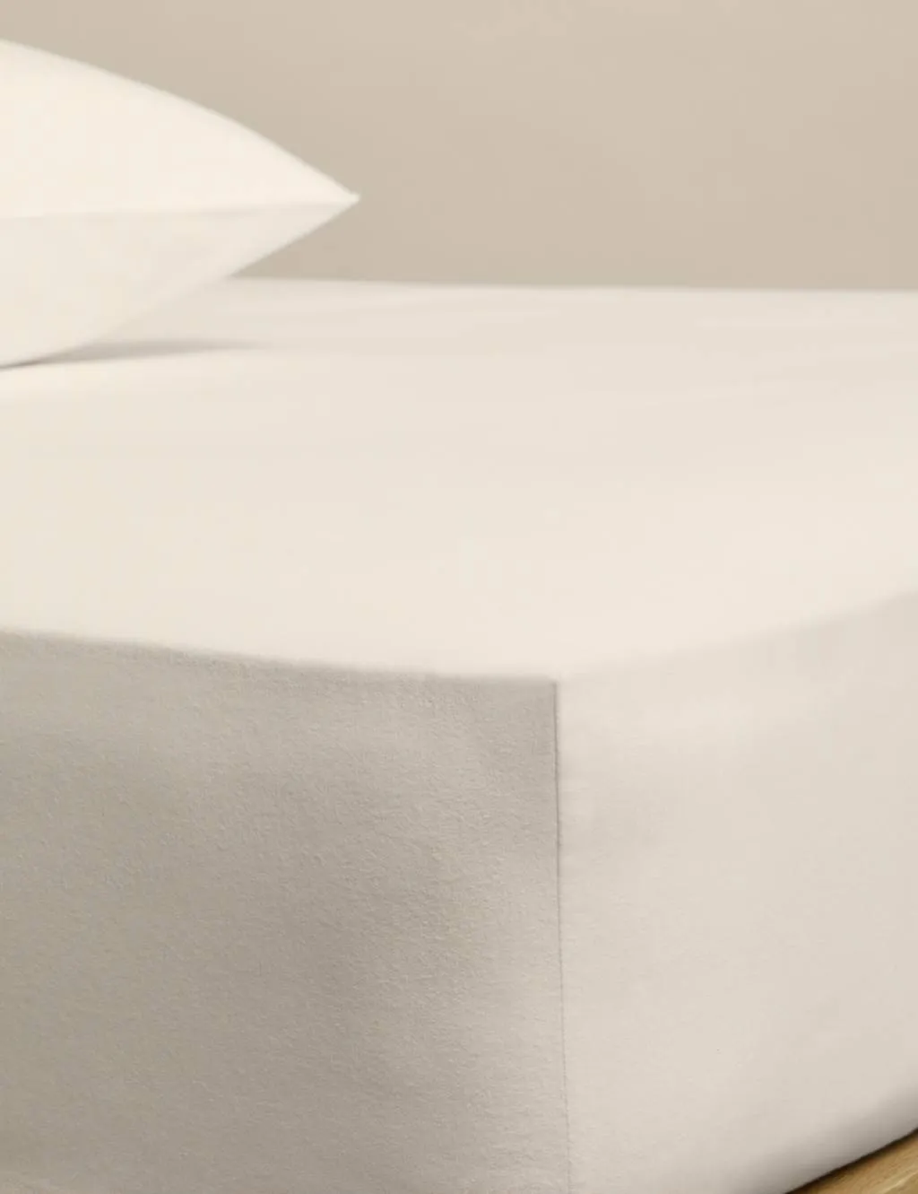 M&S Pure Cotton Brushed Fitted Sheet Linen