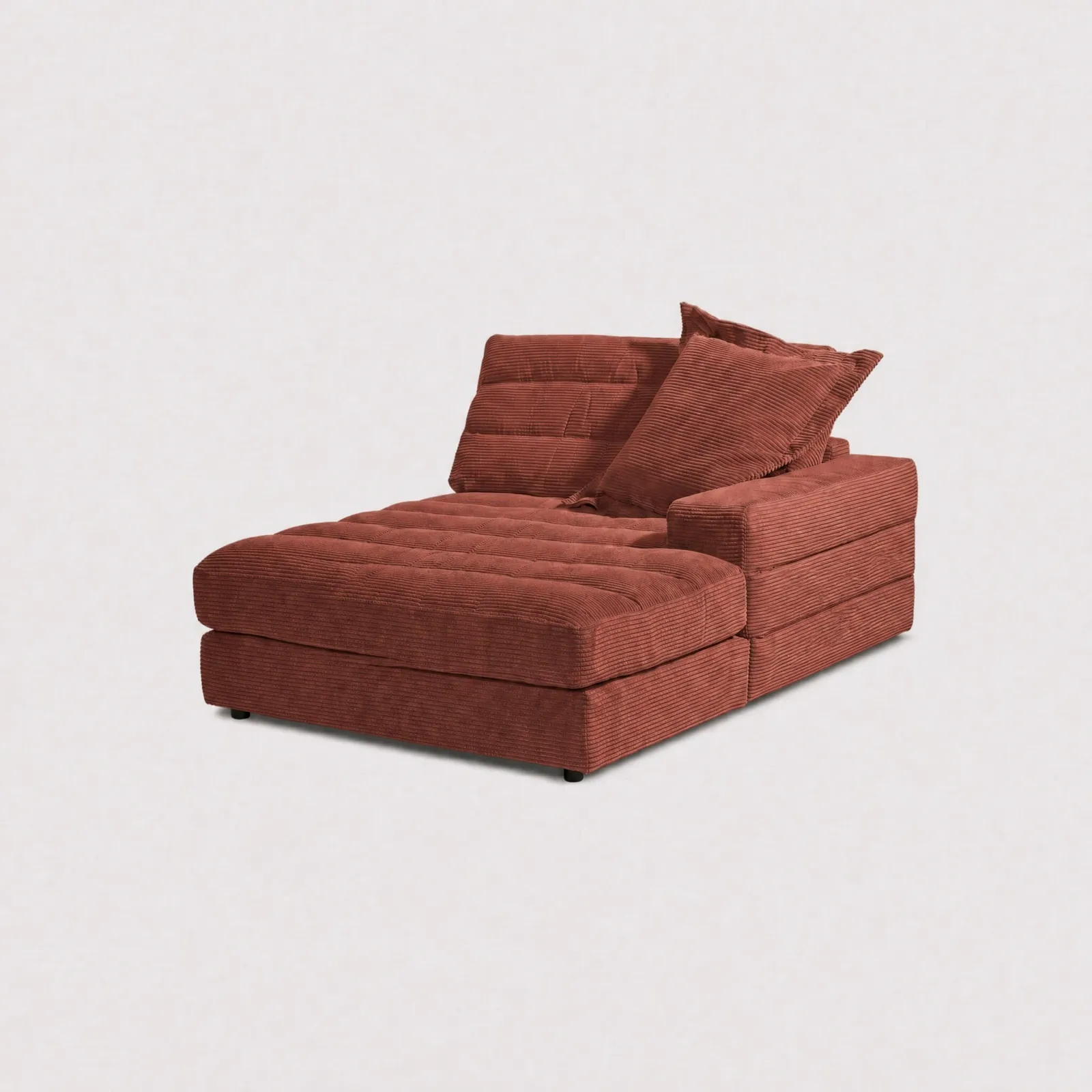 Twain Long Longchair Armrest Right Modular Sofa, Orange Fabric | Barker & Stonehouse 1