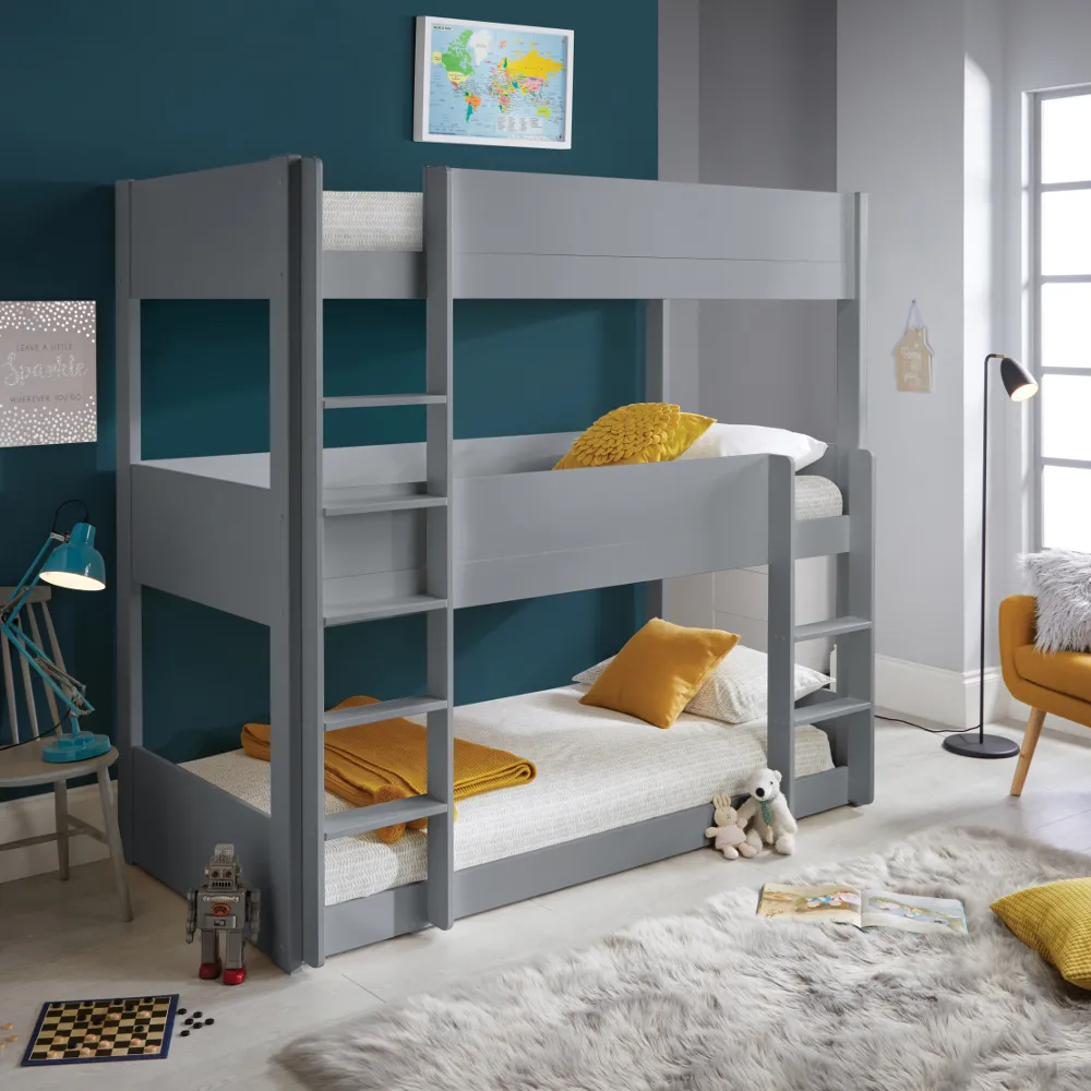 Snowdon Grey Wooden Triple Sleeper Bunk Bed Frame Only - 3ft Single
