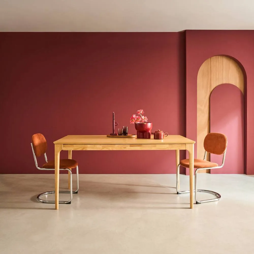 sweeek Rectangular dining table extendable rubberwood & ash veneer 6-8 seat in Brown 3