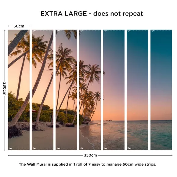 Sunset Beach Multicoloured Wall Mural 4