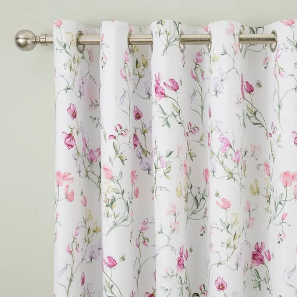 Raya Sweetpea Polycotton Blackout Eyelet Curtains