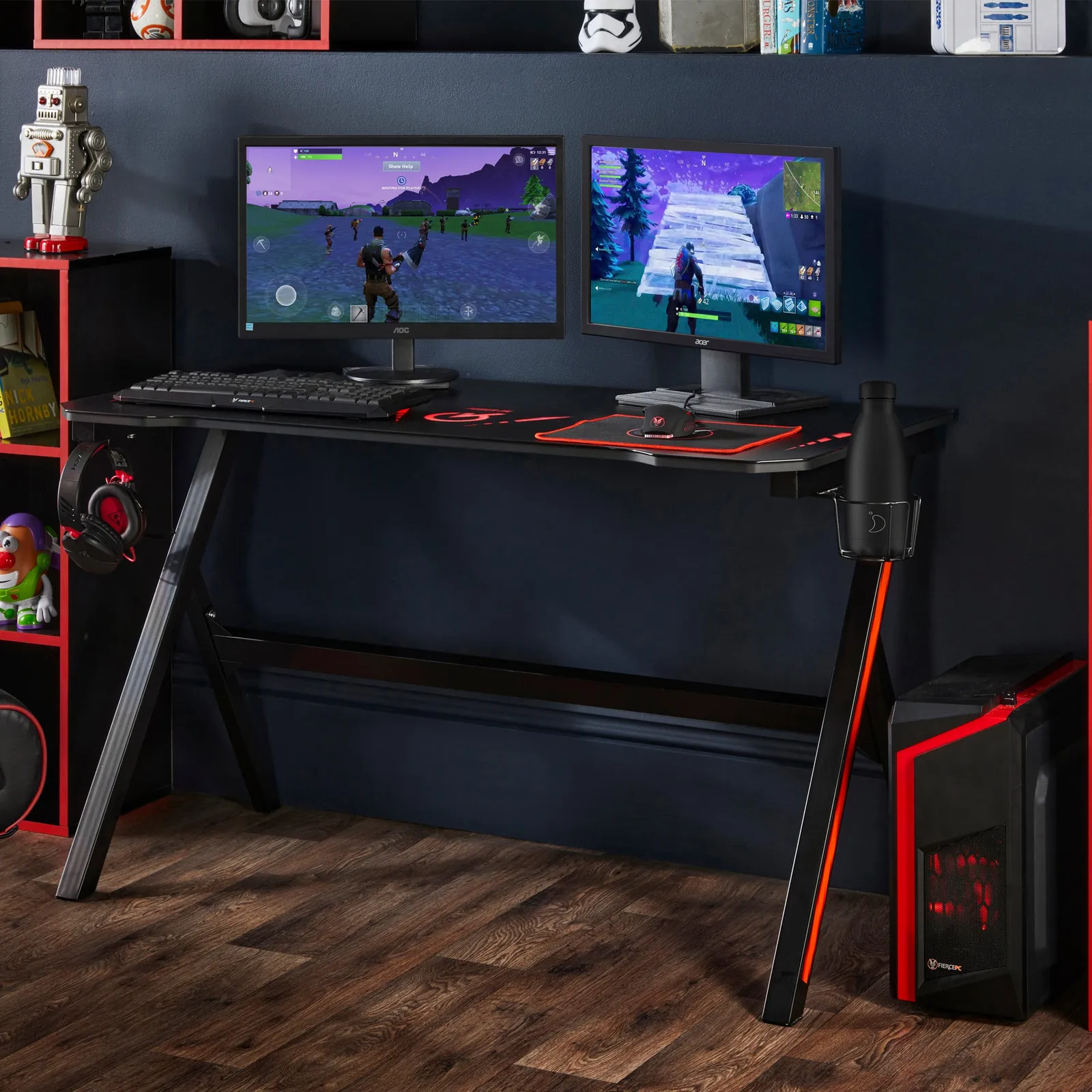Velar LED Black Gaming Desk Black/Red