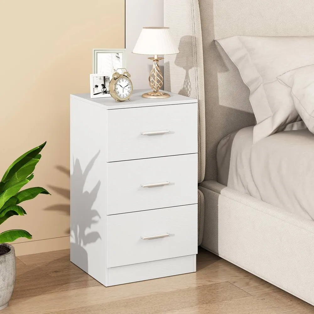 Costway Modern Bedside Table Nightstand End Table Storage Organizer in White 3