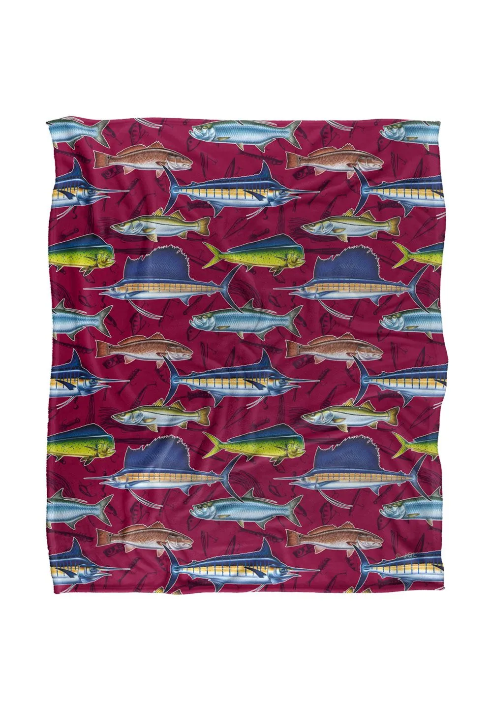 JQ Licensing Saltfish Fishing Pattern Silky Touch Super Soft Throw Blanket 152 X 127 cm in White