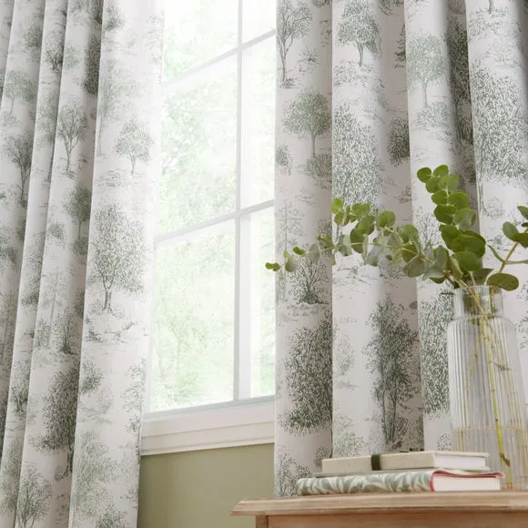Toile Trees Polycotton Blackout Eyelet Curtains 4