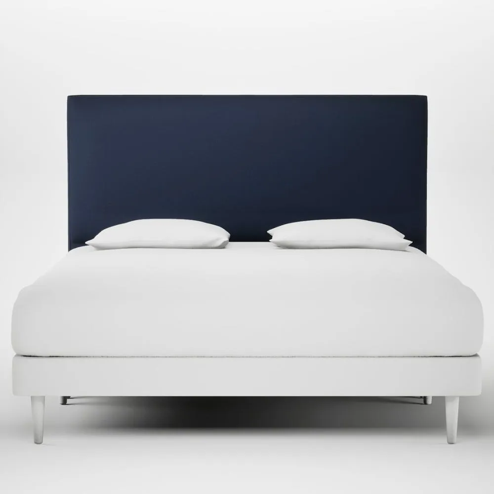 Heal's Newman Headboard Lift Storage Super King Smart Cotton Linen Indigo