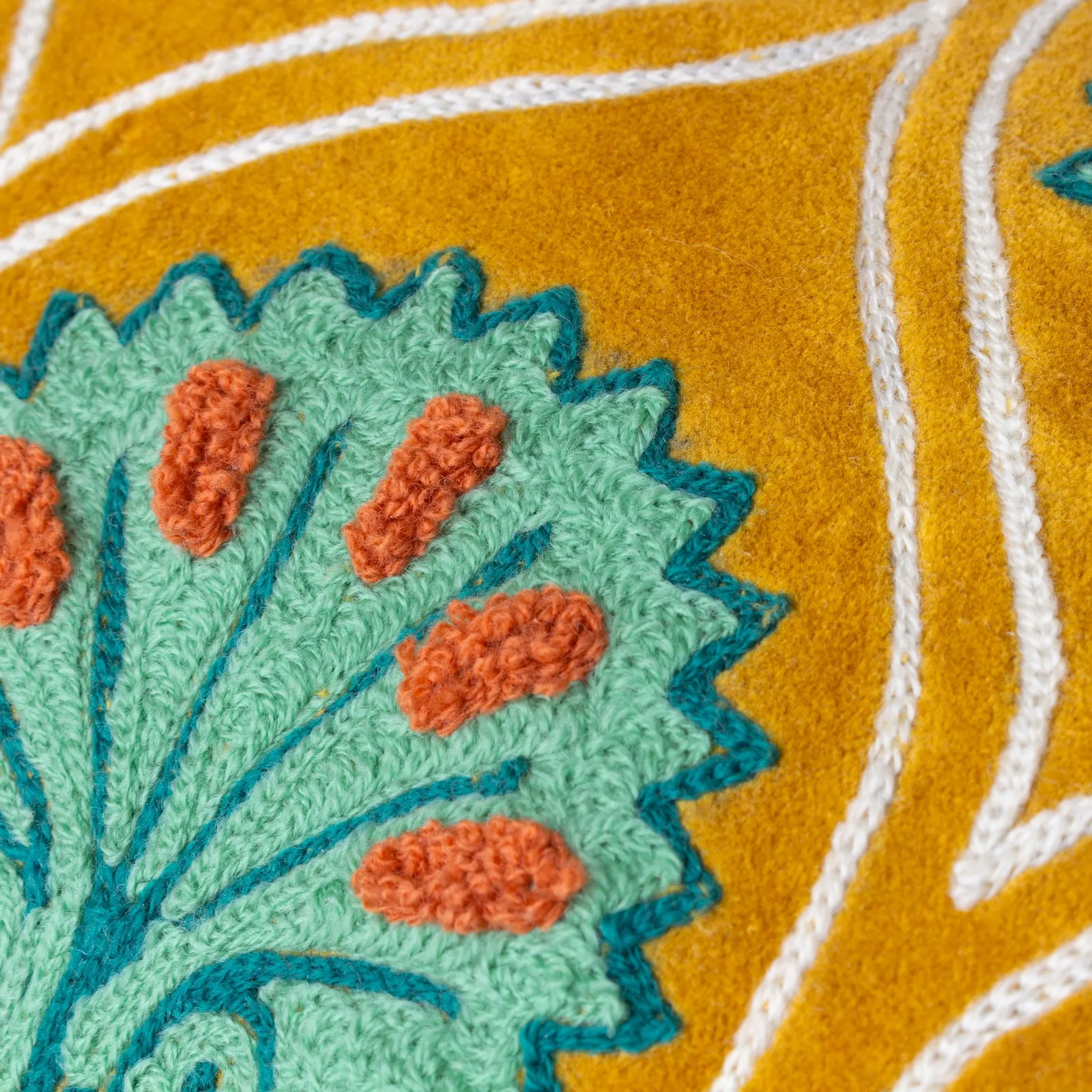 Paoletti Casa Abstract Embroidered Cushion in Yellow 5