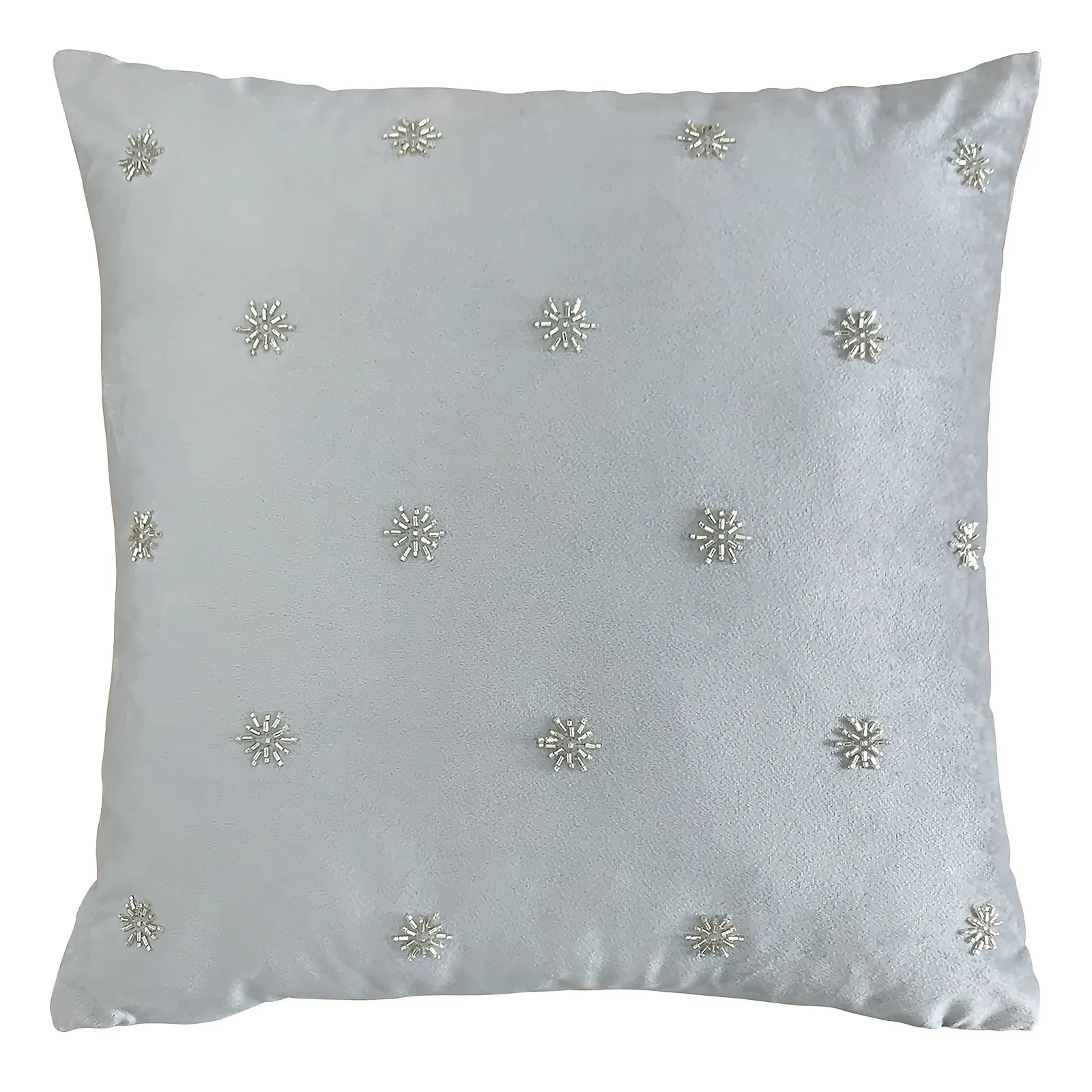 Velvet Beaded Star Cushion - 43x43cm - Grey