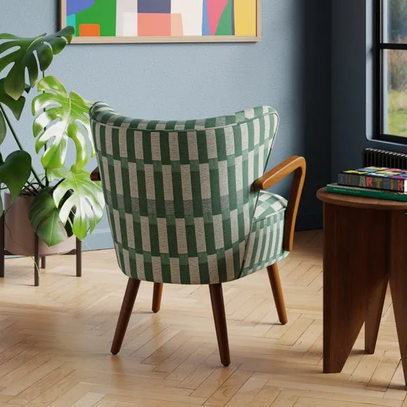 Eliza Checkerboard Wooden Arm Occasional Armchair 2