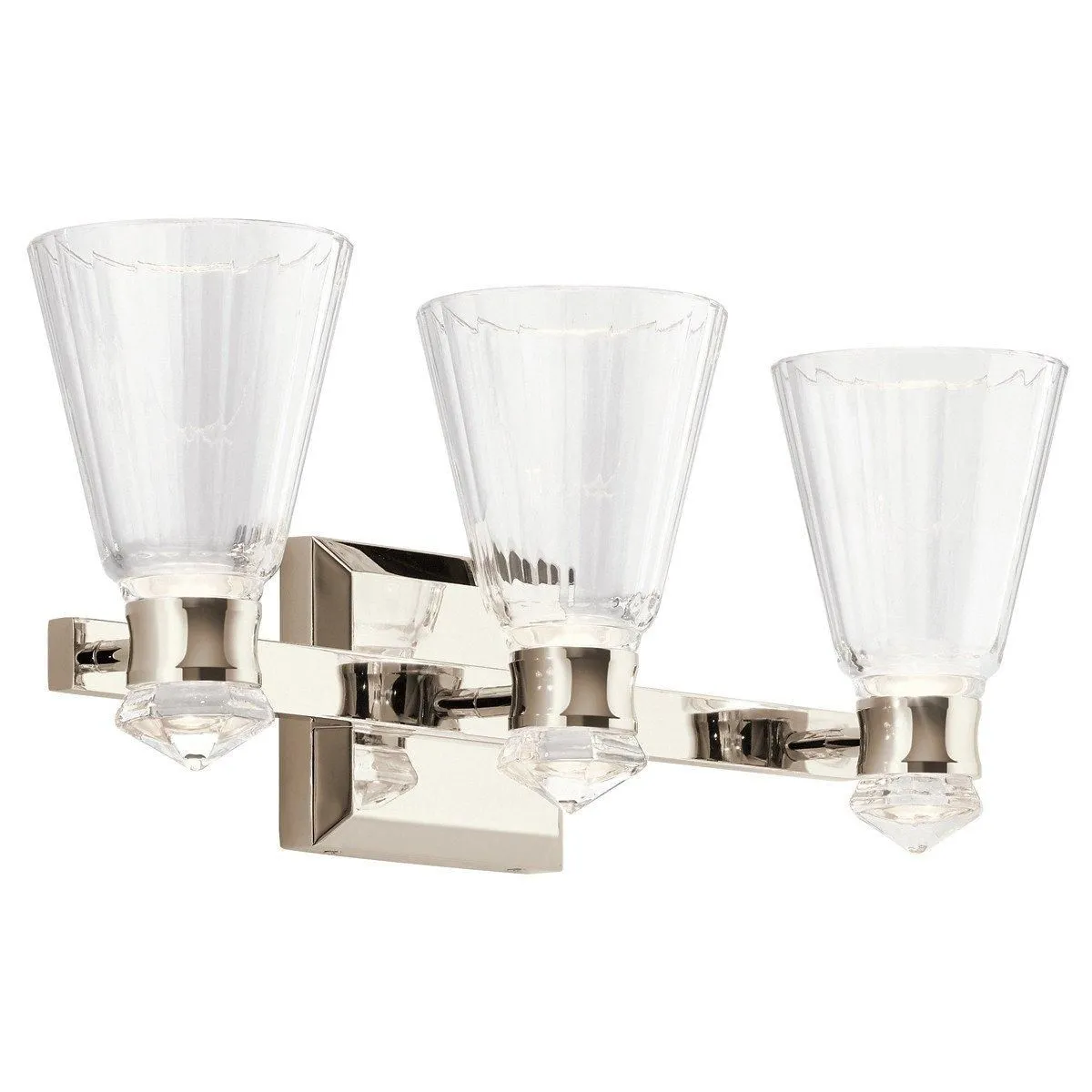 Netlighting Kichler Kayva Integrated LED Wall Lamp Polished Nickel 3000K IP44 in Grey