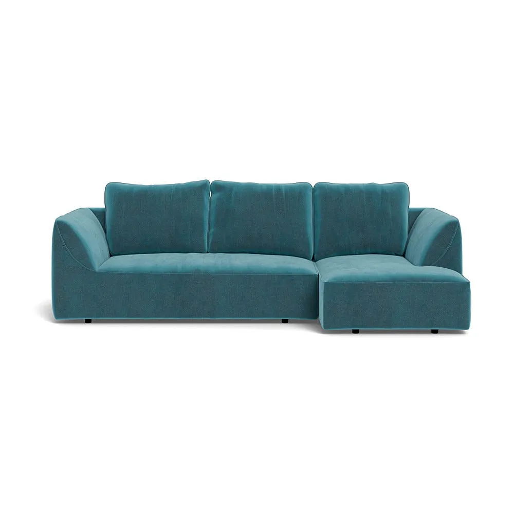 Heal's Morven Right Hand Facing Corner Chaise Sofa Smart Luxe Velvet Airforce Blue 1