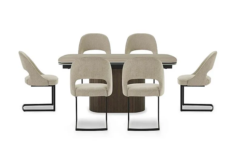 Tiber Draw Leaf Extending Dining Table with 6 Cantilever Chairs - 160-cm
