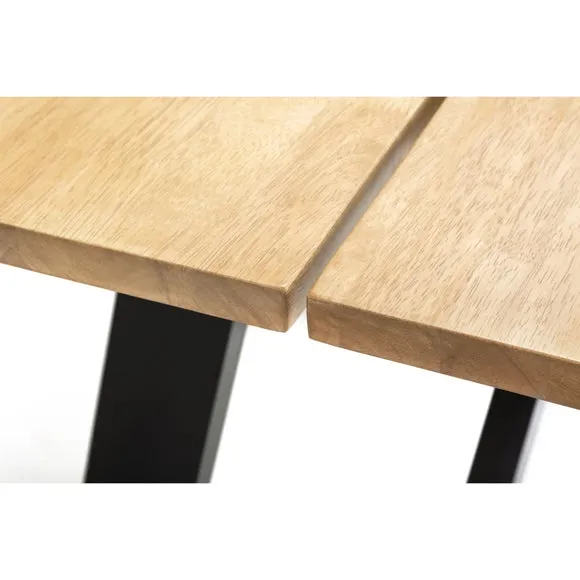 Hockley 6 Seater Rectangular Dining Table, Natural & Black 5