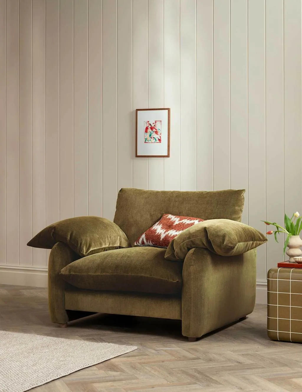 BARKER AND STONEHOUSE Orson Chenille Snuggle Chair Green