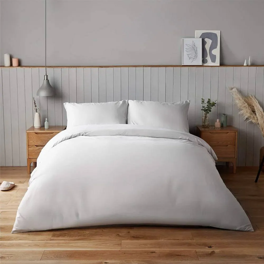 Voltico Silentnight Supersoft Duvet Cover Set Double Size White Bedding