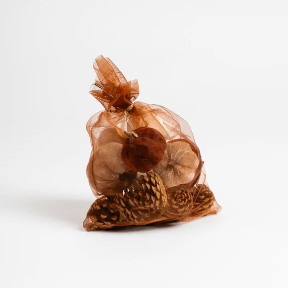 Set of Decorative Velvet Pumpkins and Pinecones 2