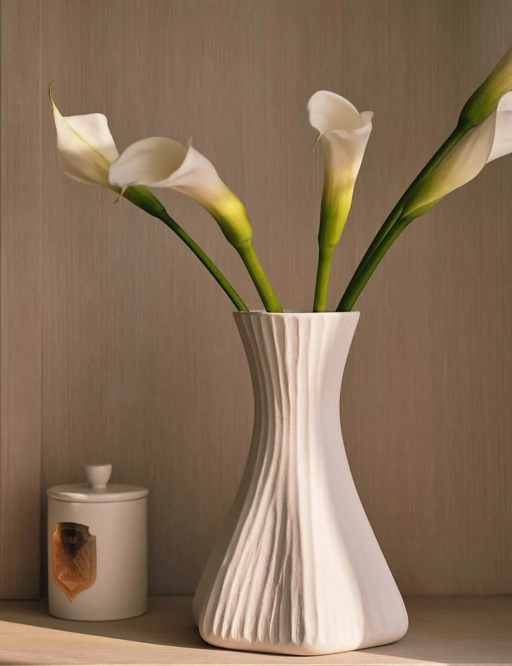 M&S X Kelly Hoppen Petal Ceramic Vase White