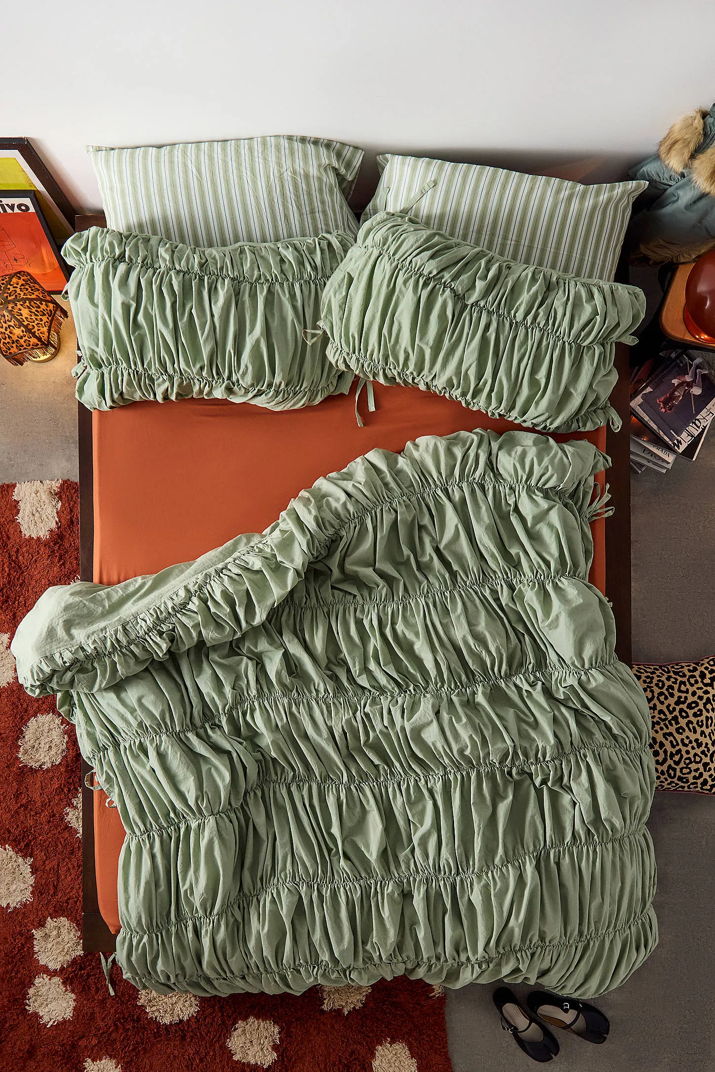 Cinched Duvet Set - Light Green