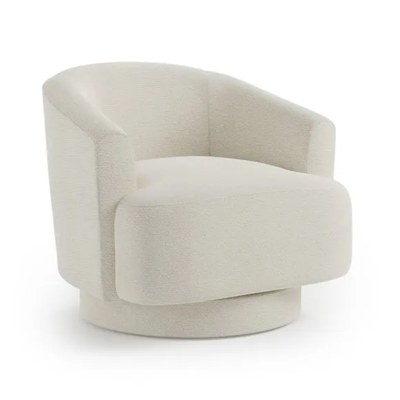 Carmen Curved Ivory Chunky Chenille Swivel Chair 5