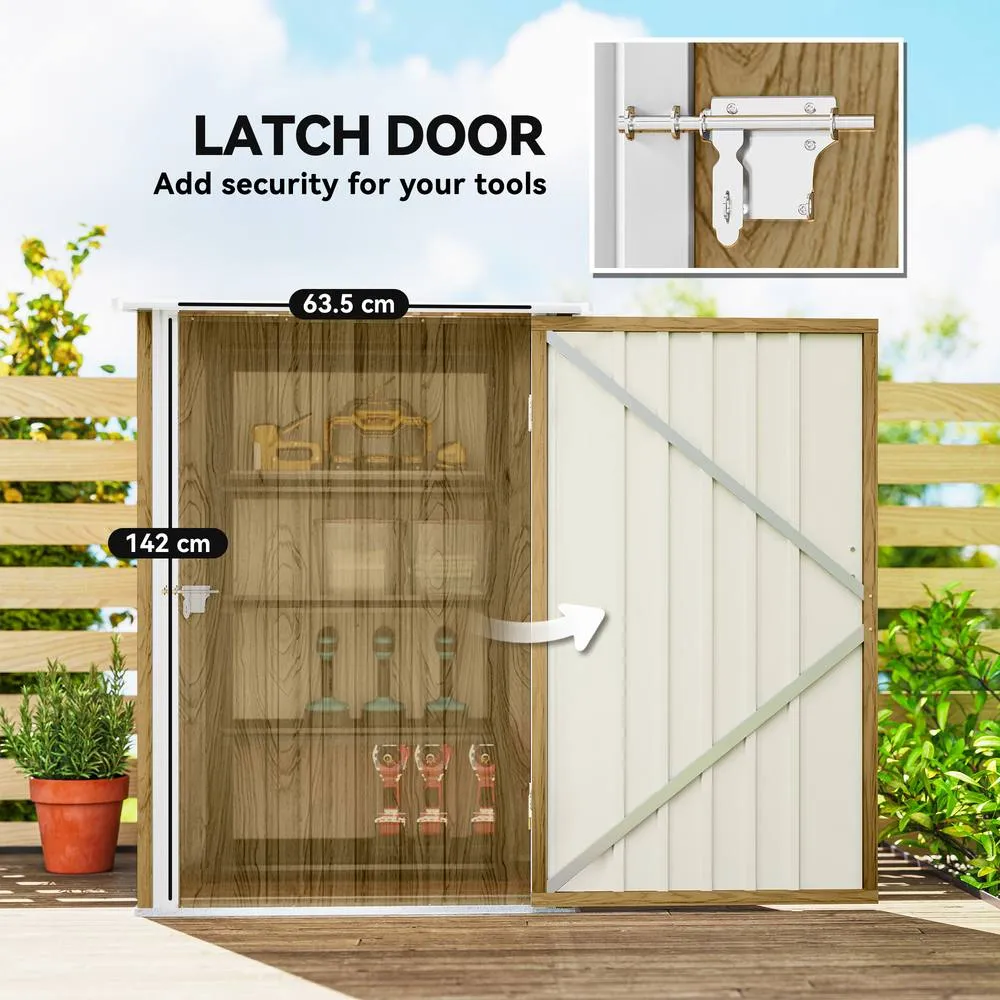 OUTSUNNY 3.3ft x 3.4ft Outdoor Storage Shed Steel Garden Shed w/ Lockable Door in Brown 5