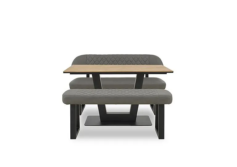 Venus Dining Table, High Back Bench and Low Bench - Grey