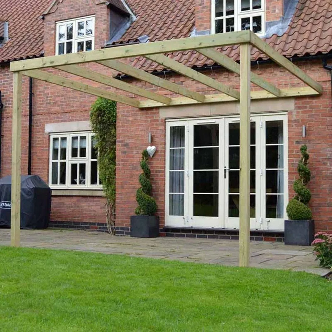 Rutland County Garden Furniture Ltd Wall Mounted Box Pergola - L240 x W240 x H270 cm - Light Green 3