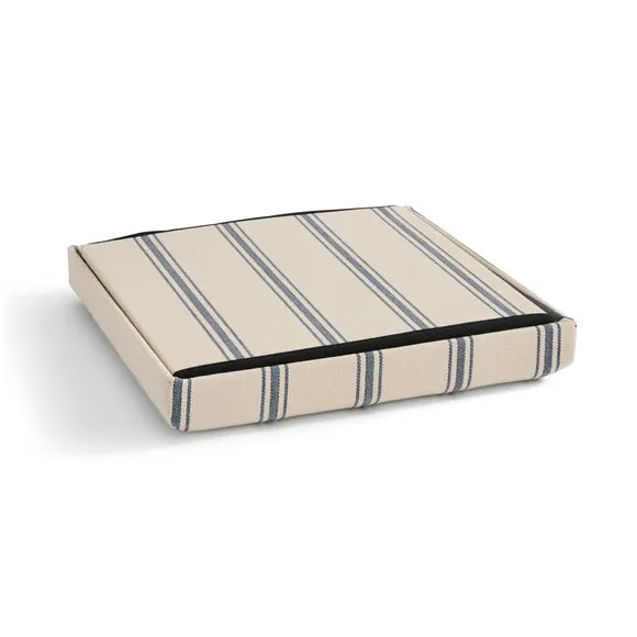 Faux Linen Folkstone Stripe Cube Ottoman 4
