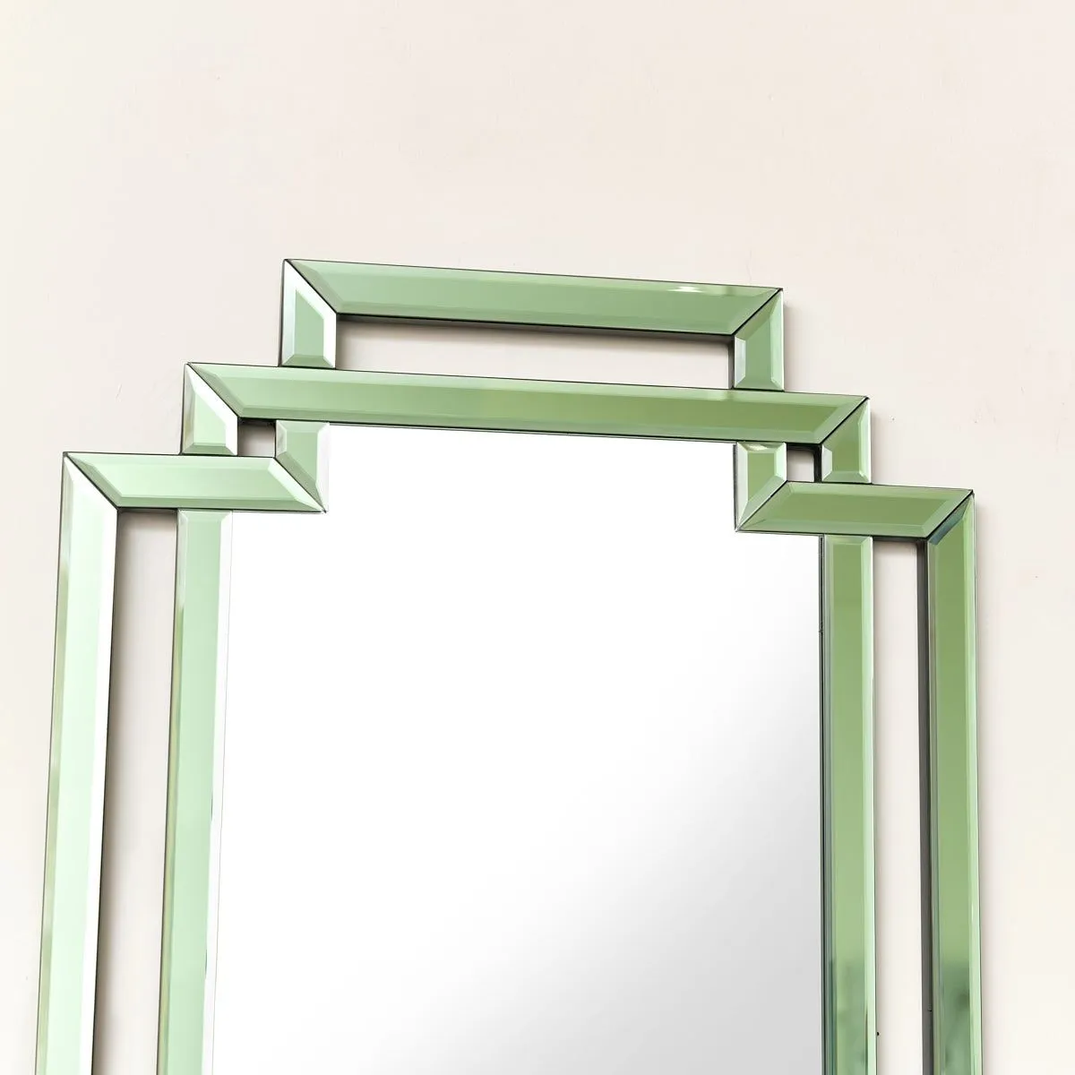 Melody Maison Green Glass Art Deco Rectangle Wall Mirror - 80cm X 50cm 2