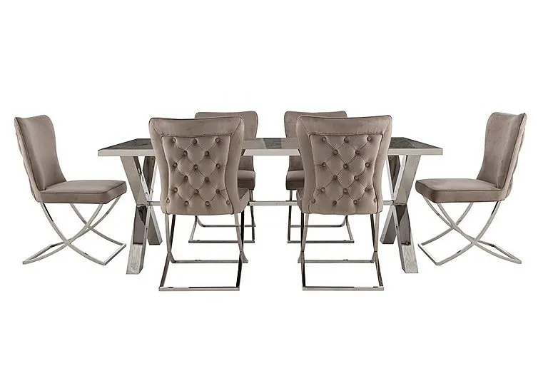 Vanquish Large Dining Table and 6 Chairs - Taupe
