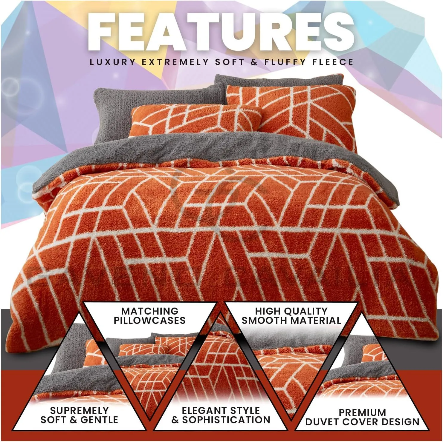 GAVENO CAVAILIA Ely Geo Printed Duvet Cover in Burnt Orange 2