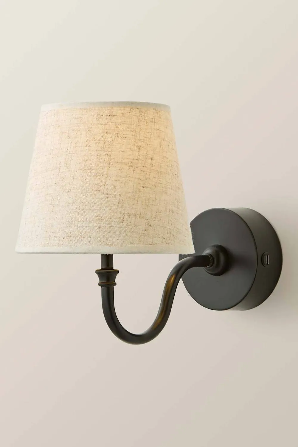 ValueLights Lowe Pair Linen Taper Shade Metal Portable Rechargeable Wall Light in Black 3