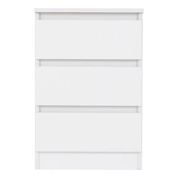 Return - Walker 3 Drawer Bedside Table, White 2