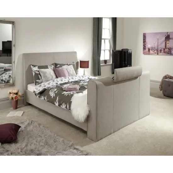Vizzini Pneumatic Fabric King Size TV Bed In Light Grey