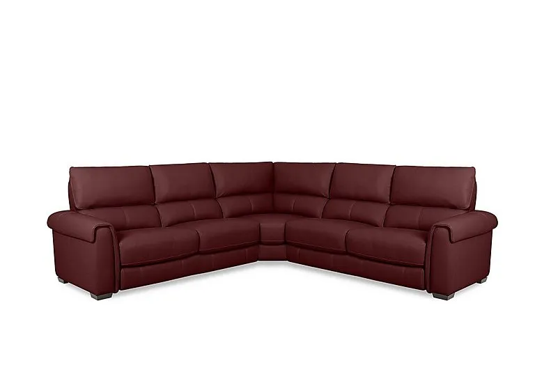 Nixon Leather Large Corner Sofa - BV Deep Red