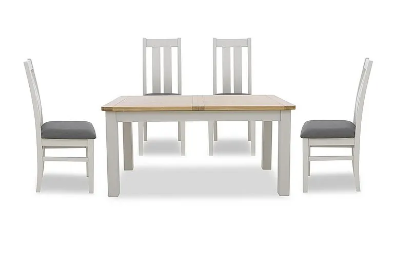 Lewis Rectangular Extending Dining Table and 4 Wooden Slatted Back Chairs - Anthracite