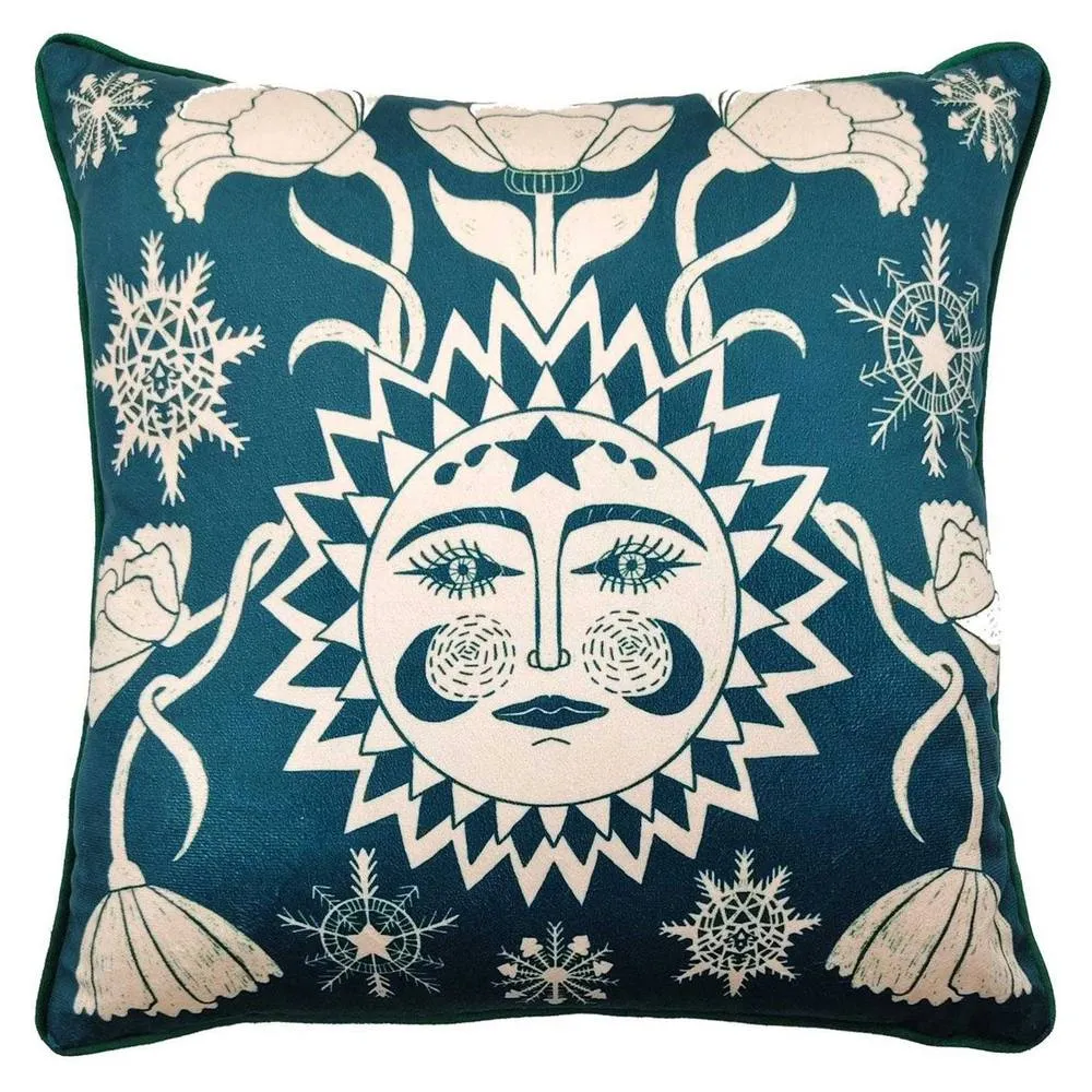 Nina Pace Winter Solstice Filled Cushion in Dark Green