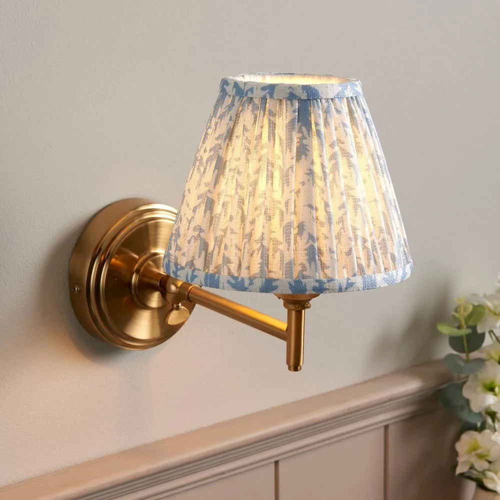 Netlighting Step Fold Wall Light Blue Fabric Leaf Shade 16cm B22 2
